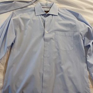 Robert Talbott blue and white checkered button down shirt